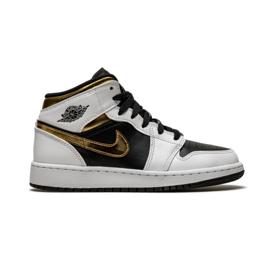 Jordan 1 Mid White Gold Black