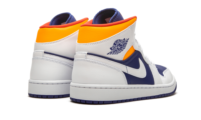 Jordan 1 Mid White Laser Orange Deep Royal Blue