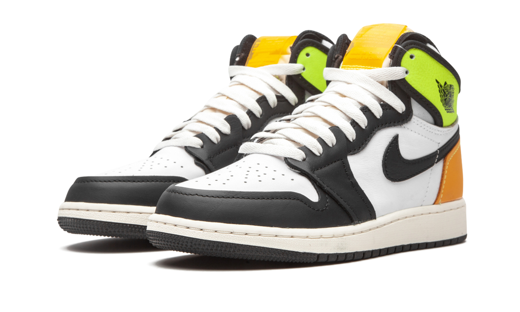 Jordan 1 Retro High White Black Volt University Gold