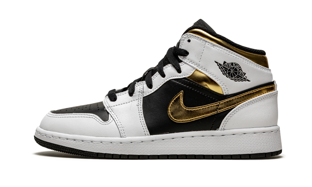 Jordan 1 Mid White Gold Black